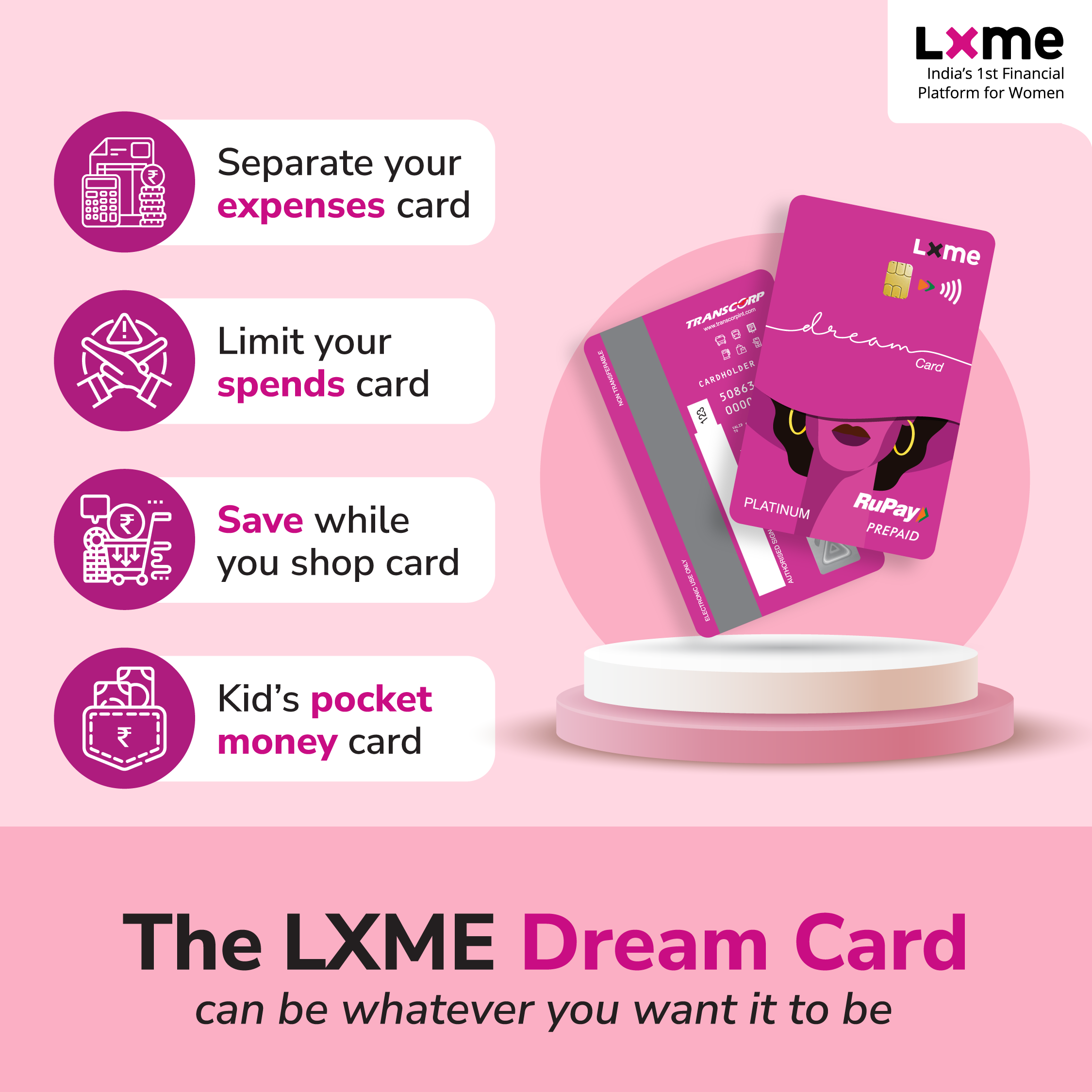 Online Prepaid Card - LXME Dream Card for Women