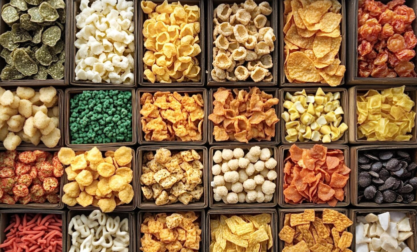 Packaged snacks like namkeen showing small manufacturing business from home potential