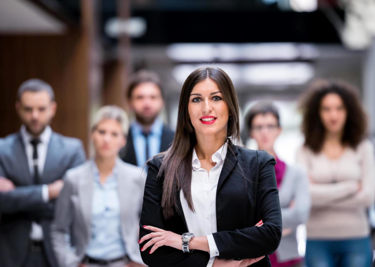 Democratic leader guiding a team – a type of leadership style.